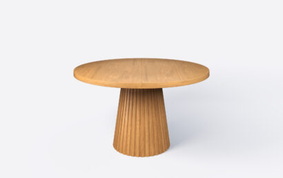 Stół okrągły na jednej nodze z lamelami, możliwość rozkładania, blat 4 cm.