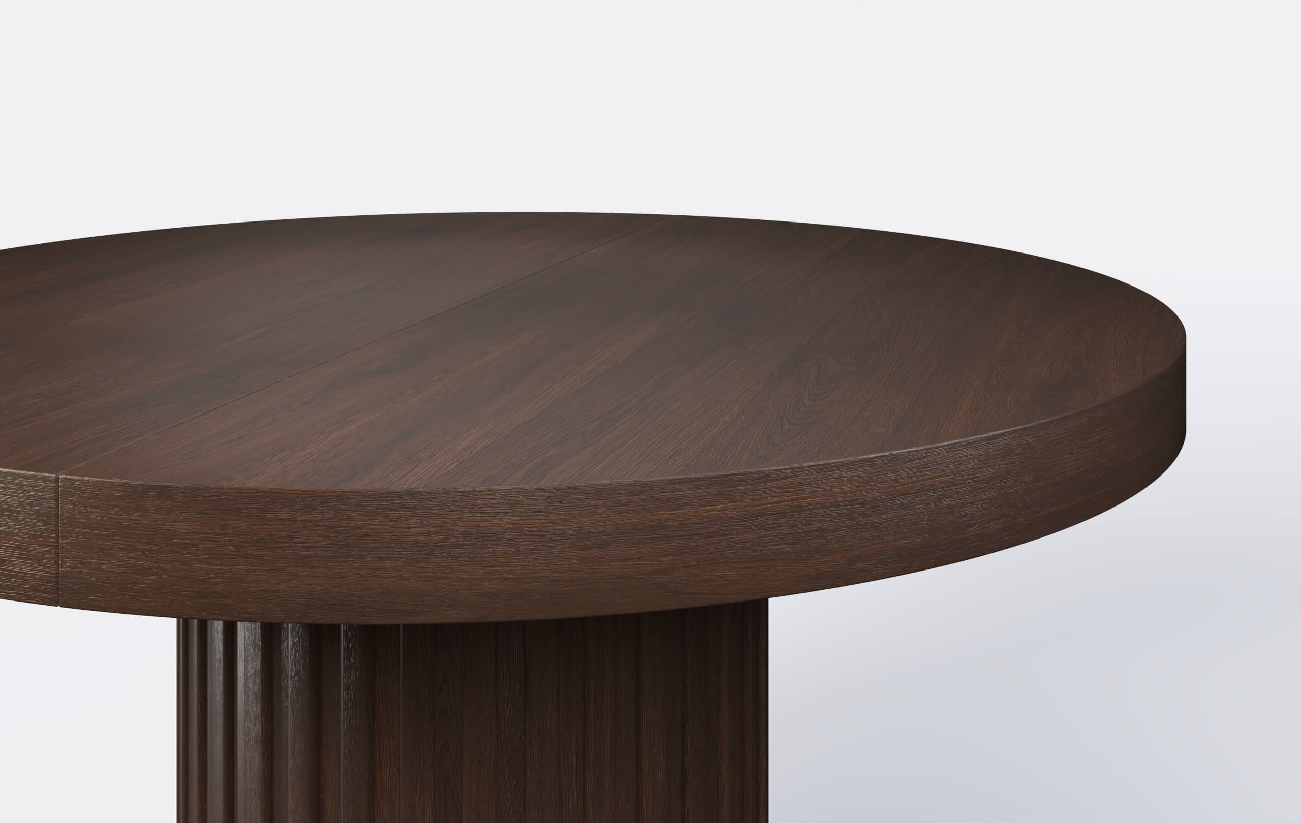 okrągły stół na jednej nodze z lamelami, możliwość rozkładania.