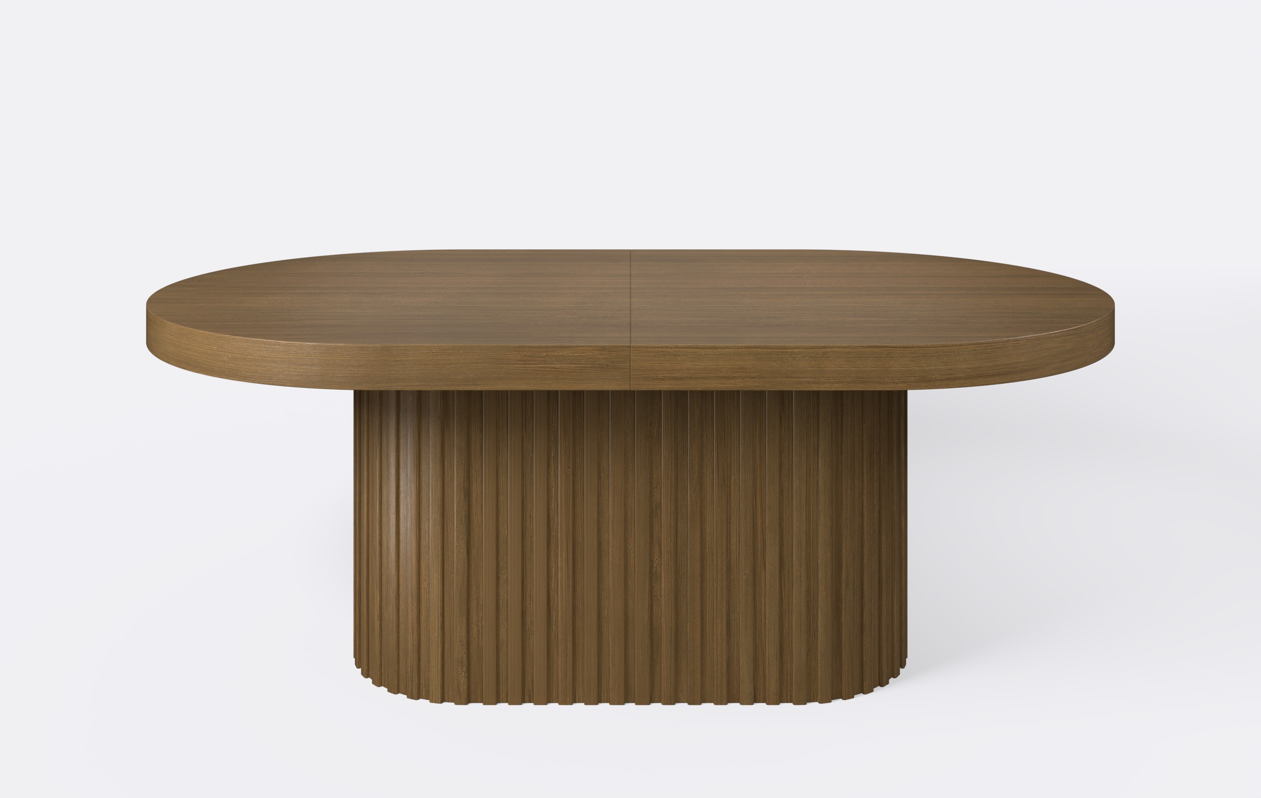 Duży owalny stół rozkładany na jednej nodze z lamelami.