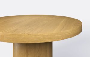 stół na jednej nodze, gruby blat 8 cm, rozkładany.