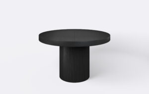 stół okrągły na jednej nodze z lamelami, rozkładany, grubość blatu 8 cm.