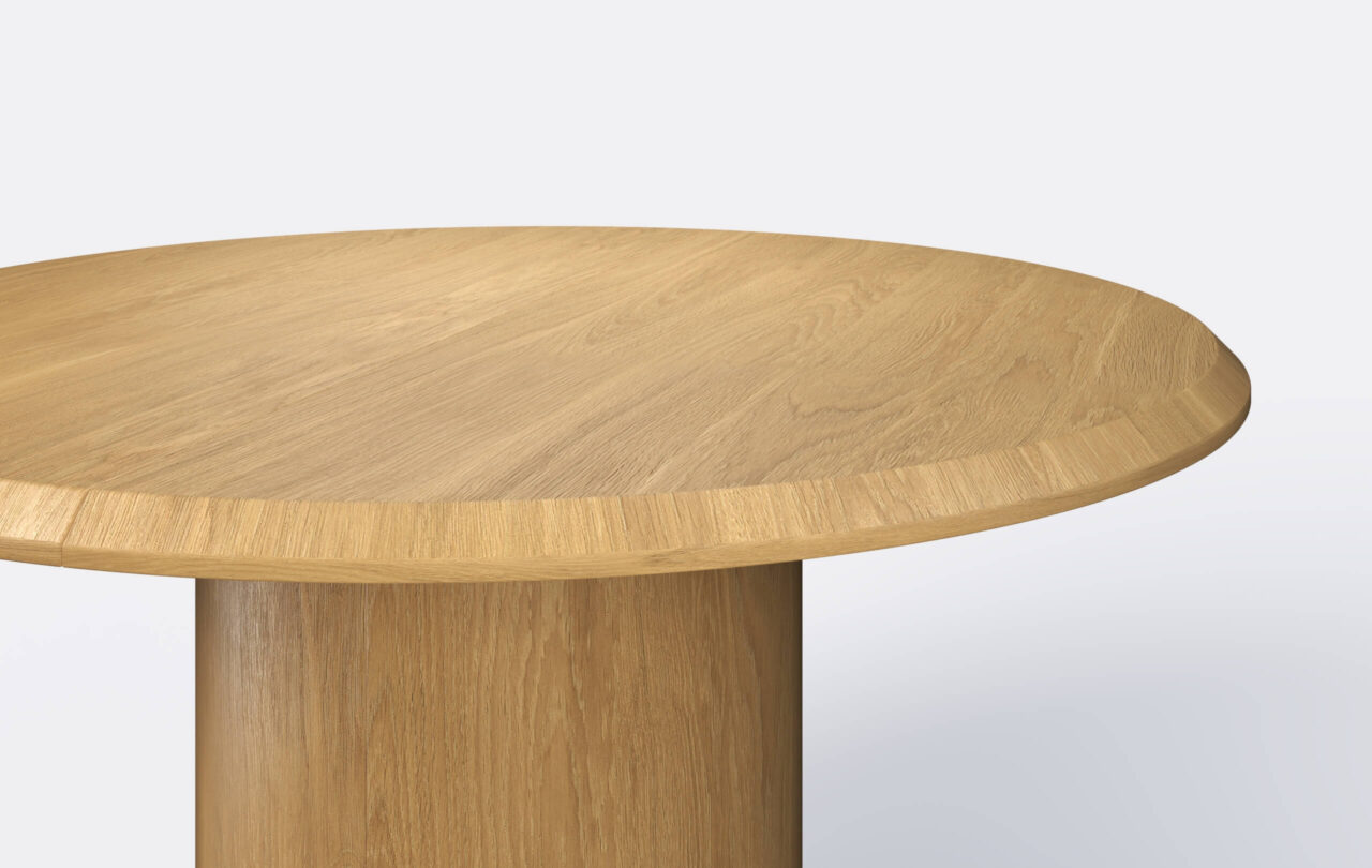 Stół okrągły rozkładany na jednej nodze gładkiej fornirowanej, z możliwością rozkładania.