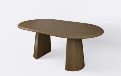 stół owalny na dwóch podstawach z funkcją rozkładania.