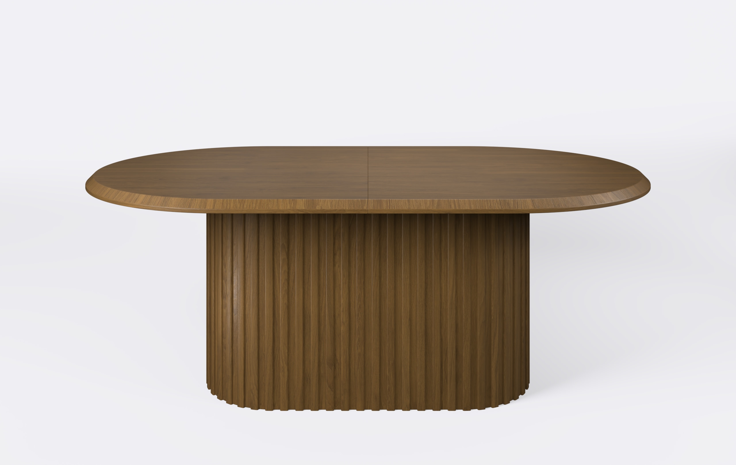 stół owalny na podstawie z lamelami, możliwość rozkładania.