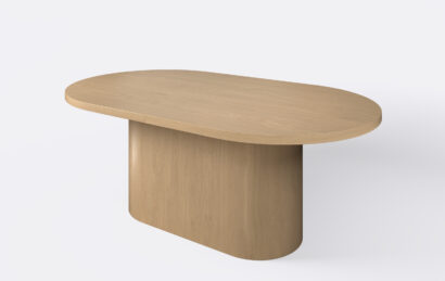 owalny stół do jadalni na jednej nodze, możliwość rozkładania, grubość blatu 4cm.