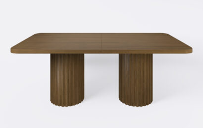 Stół prostokątny na dwóch nogach z lamelami, możliwość rozkładania.