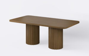 Stół do jadalni z prostokątnym blatem i funkcją rozkładania.