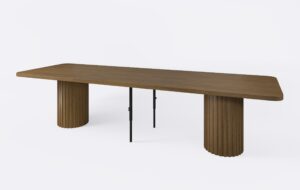 Prostokątny stół na dwóch nogach, do jadalni, z funkcją rozkładania.