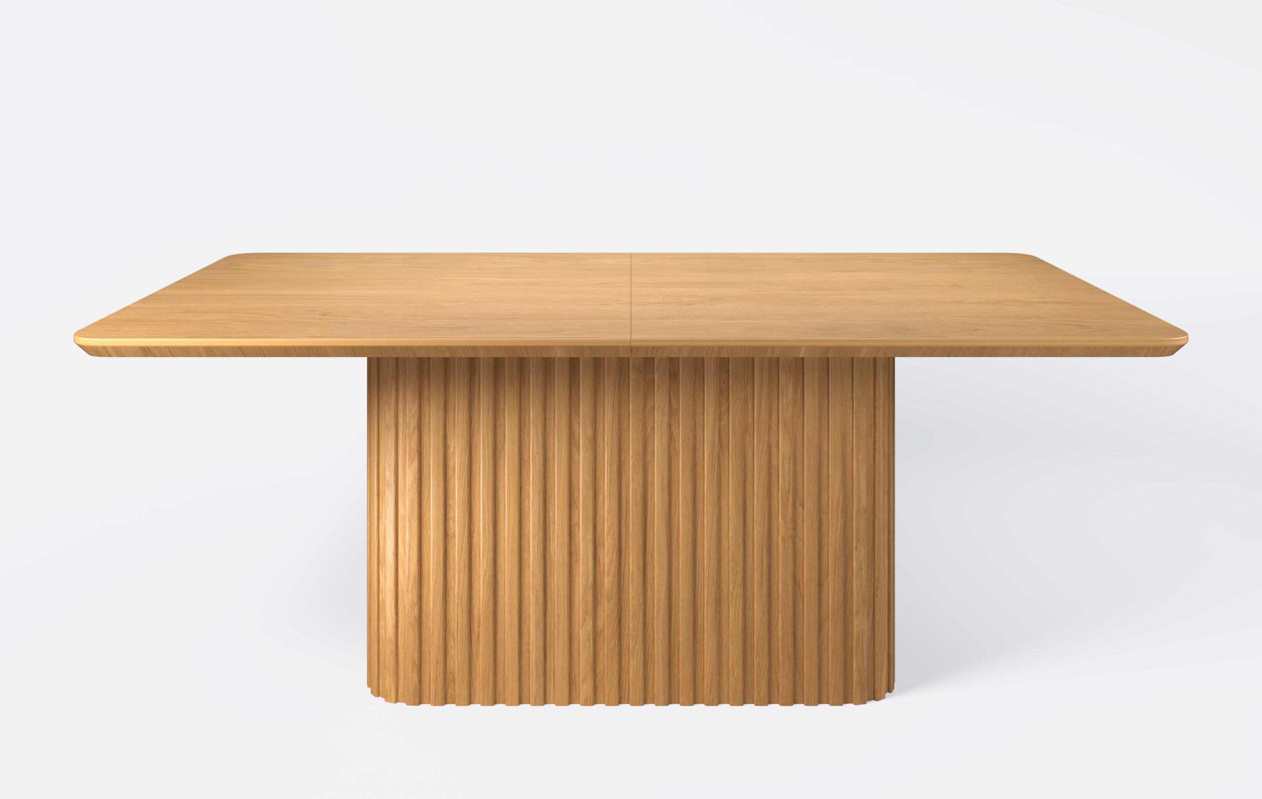 Stół prostokątny na jednej nodze z lamelami, rozkładany.