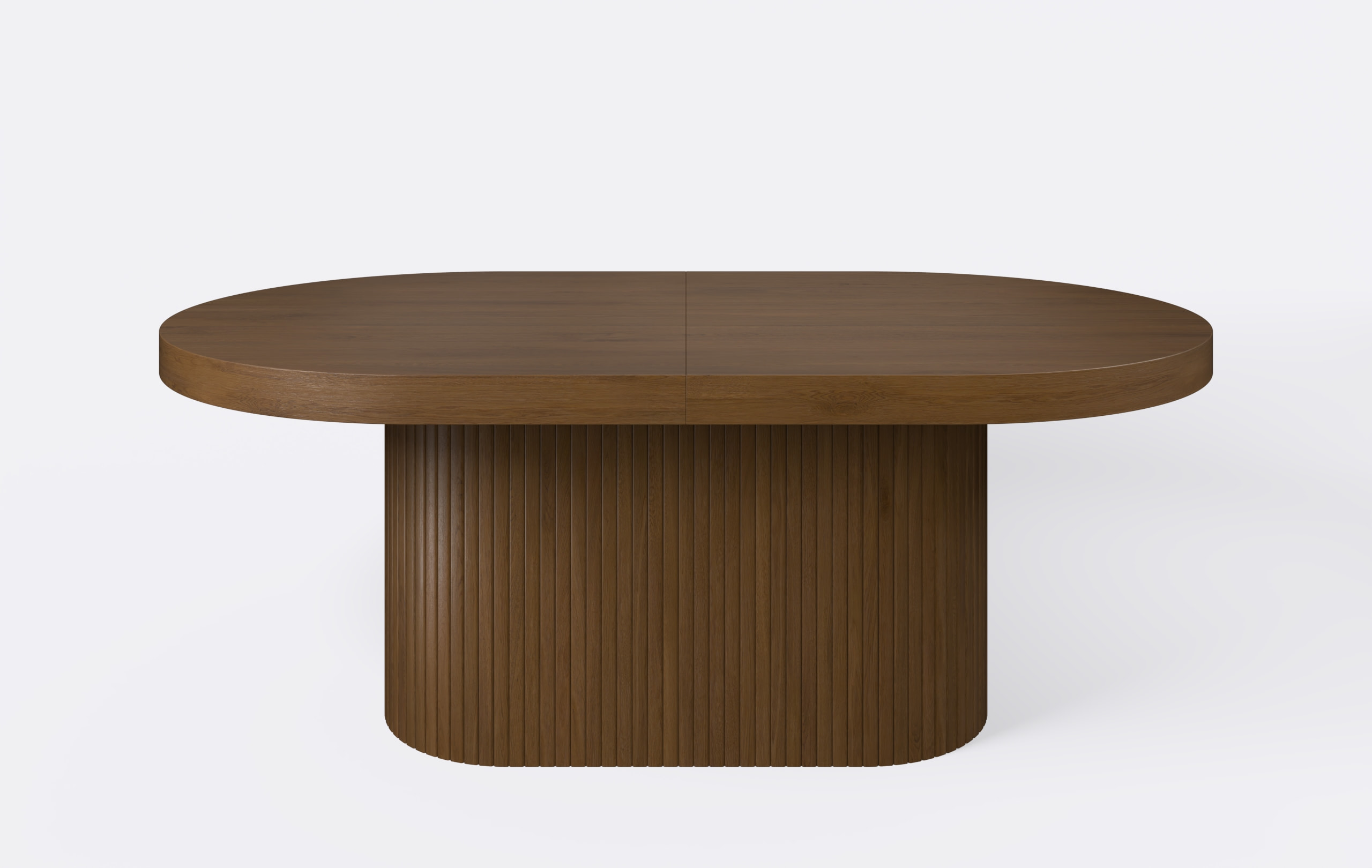 Stół rozkładany owalny, na jednej nodze z lamelami, grubość blatu 8cm, możliwość rozkladania.