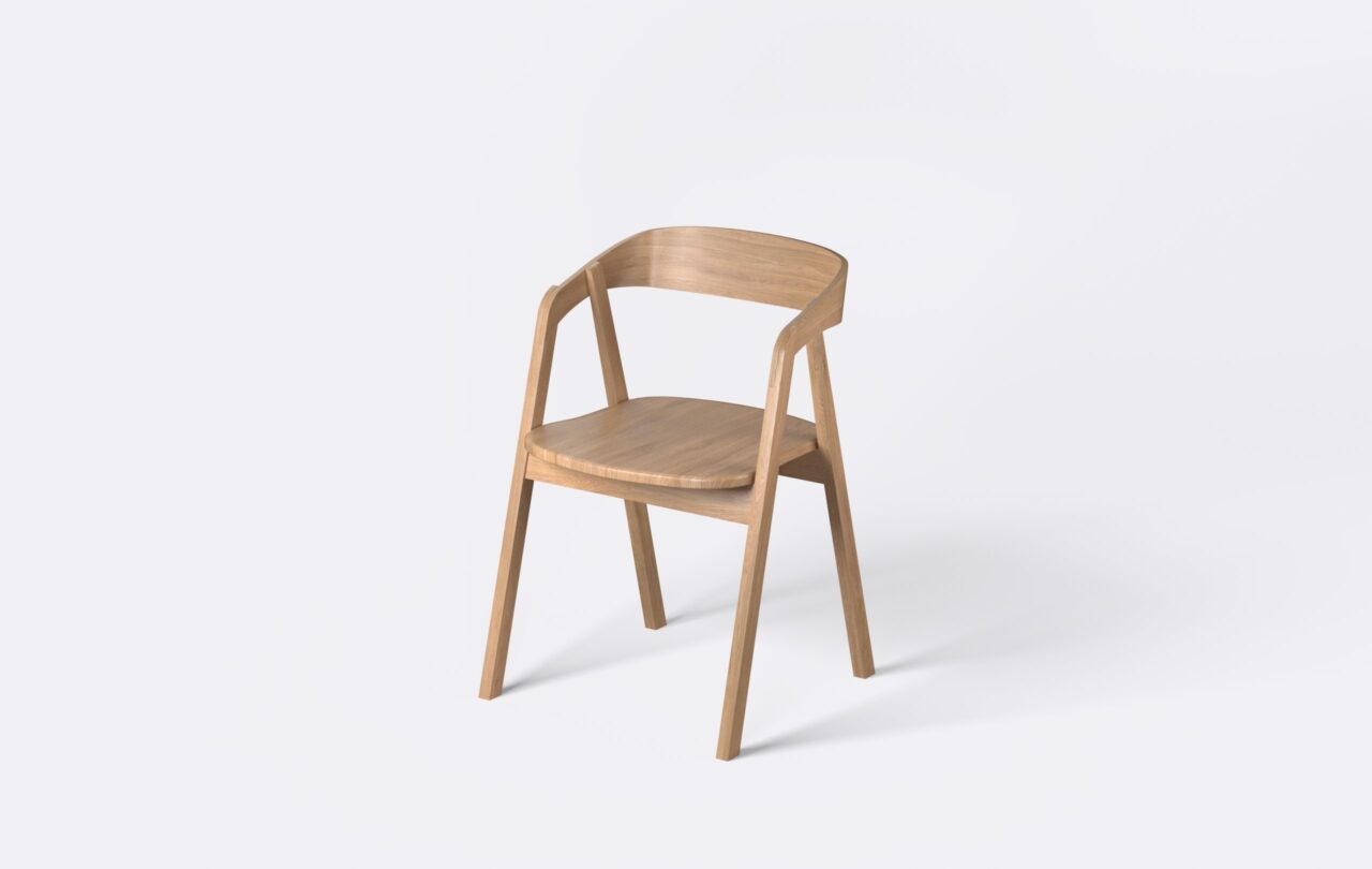 Stylowe krzesło do kuchni z litego drewna dębowego.