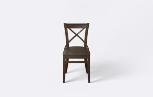 Krzesło do jadalni i salonu w kolorze ciemnego brązu, wykonane z drewna bukowego.