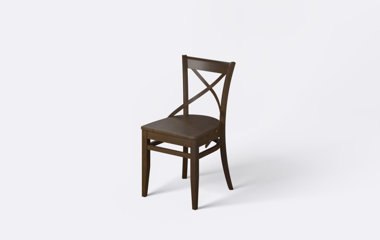 Ciemne krzesło drewniane do kuchni, nowoczesny design i lekkość formy.