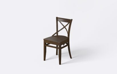 Ciemne krzesło drewniane do kuchni, nowoczesny design i lekkość formy.