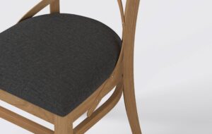 Ciemne szare siedzisko do krzesła tapicerowanego, nowoczesne, naturalne wybarwienie.