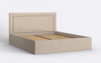 Łóżko sypialniane z pojemnikiem na pościel.