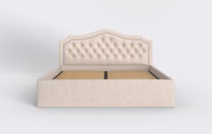 Welurowe łóżko pikowane do sypialni, ze stelażem i pojemnikiem na pościel, pinezki.