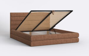 Łóżko do sypialni z podnoszonym pojemnikiem.