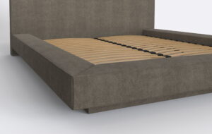Nowoczesne łóżko do sypialni, cale tapicerowane, kolor brązowy.