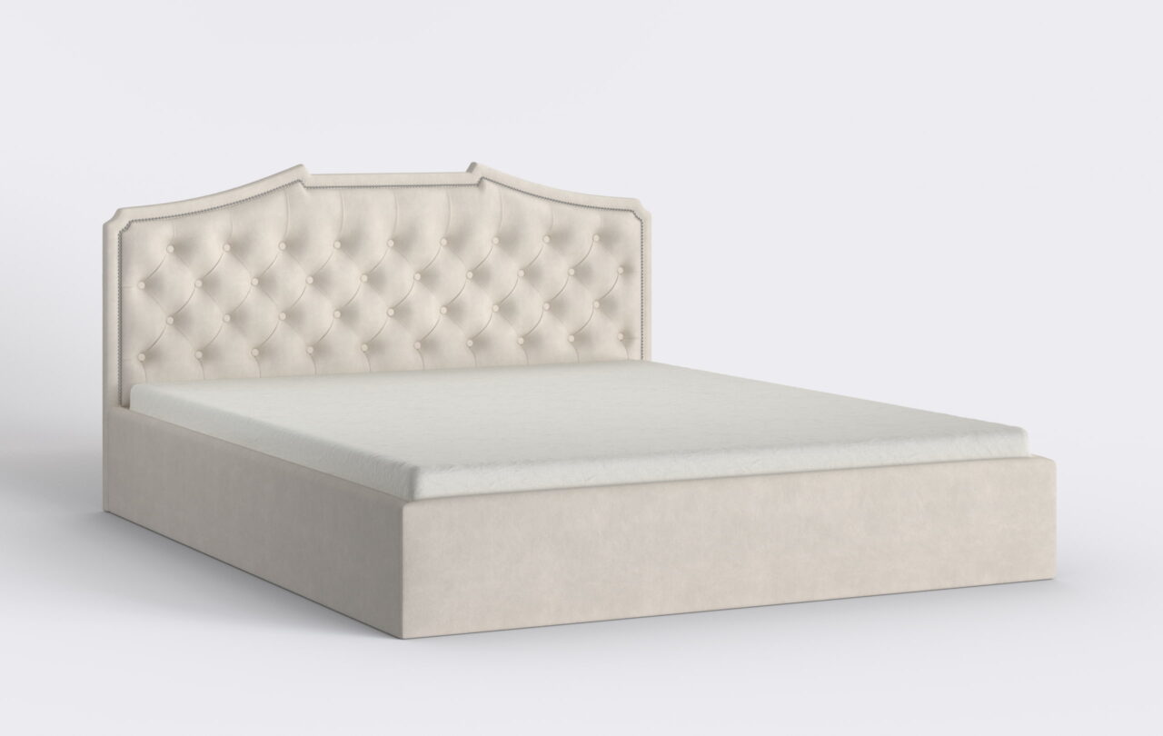 Łóżko sypialniane pikowane z materacem.