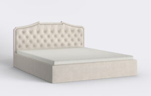 Łóżko sypialniane pikowane z materacem.