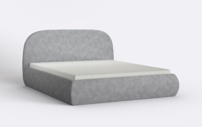 Łóżko tapicerowane z materacem, szare.