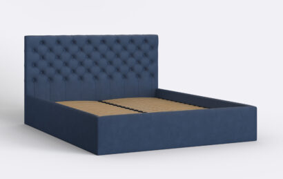 Łóżko glamour do sypialni, tapicerowane, welurowe.