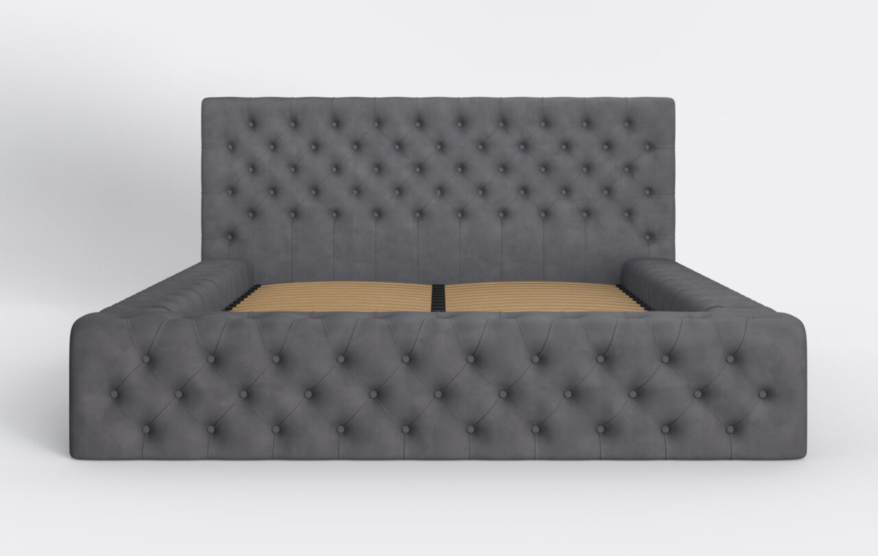 Łóżko pikowane z pojemnikiem na pościel.