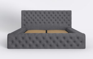 Łóżko pikowane z pojemnikiem na pościel.