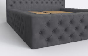 Łóżko tapicerowane całe pikowane, antracyt.