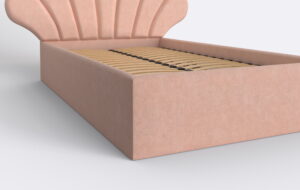 Tapicerowane łóżko młodzieżowe z weluru.