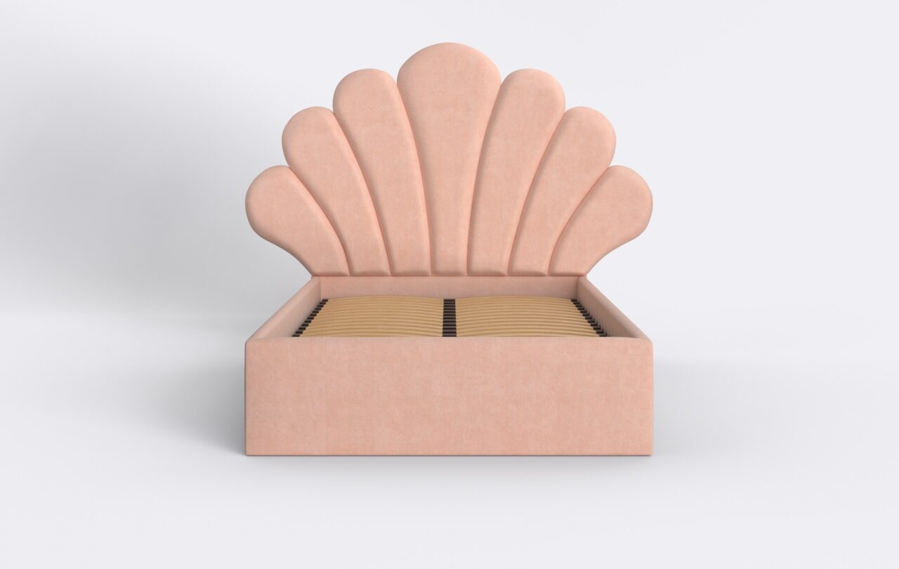 Młodzieżowe łóżko tapicerowane z pojemnikiem na pościel.