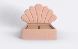 Młodzieżowe łóżko tapicerowane z pojemnikiem na pościel.