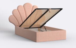 Łóżko tapicerowane młodzieżowe, dla dziewczynki, kolor różowy.