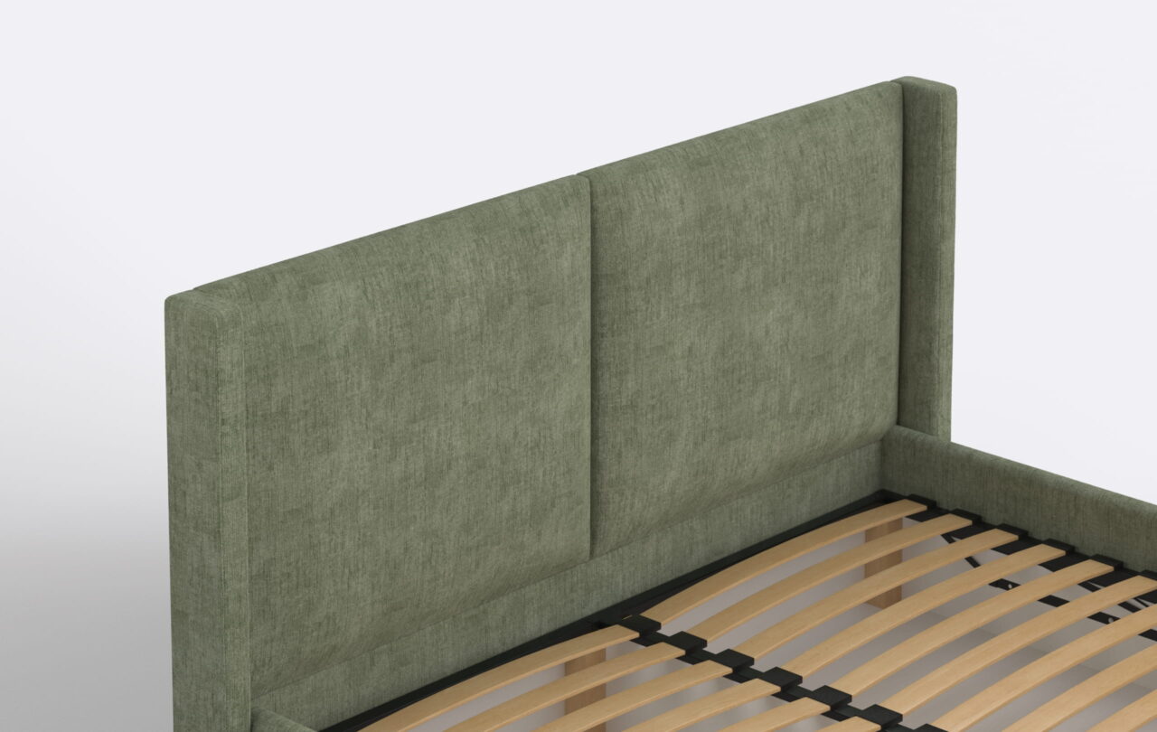 Nowoczesne wezgłowie łóżka tapicerowanego do sypialni, zielone.