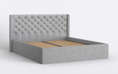 Łóżko pikowane chesterfield, z pojemnikiem na pościel.