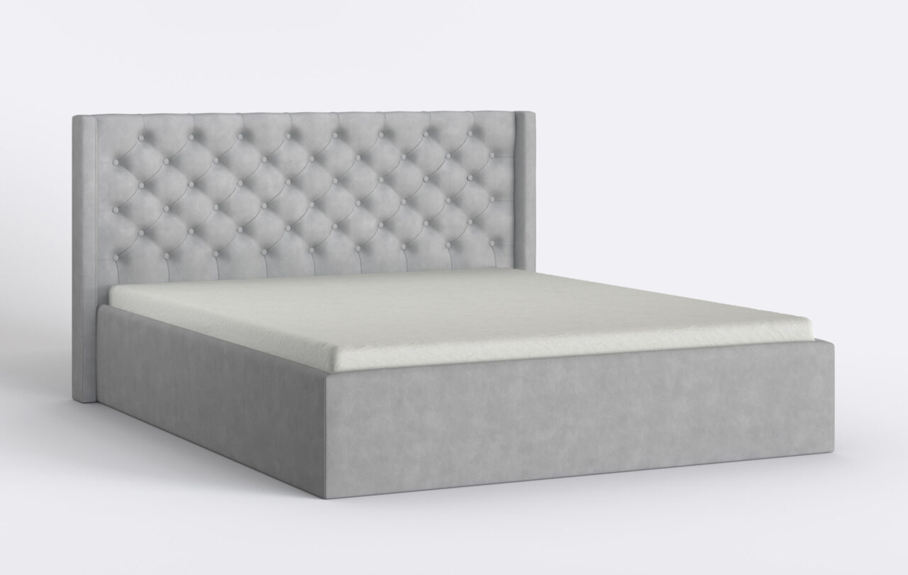 Glamour łóżko tapicerowane z materacem.
