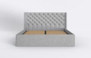 Łóżko tapicerowane pikowane, szary velvet.
