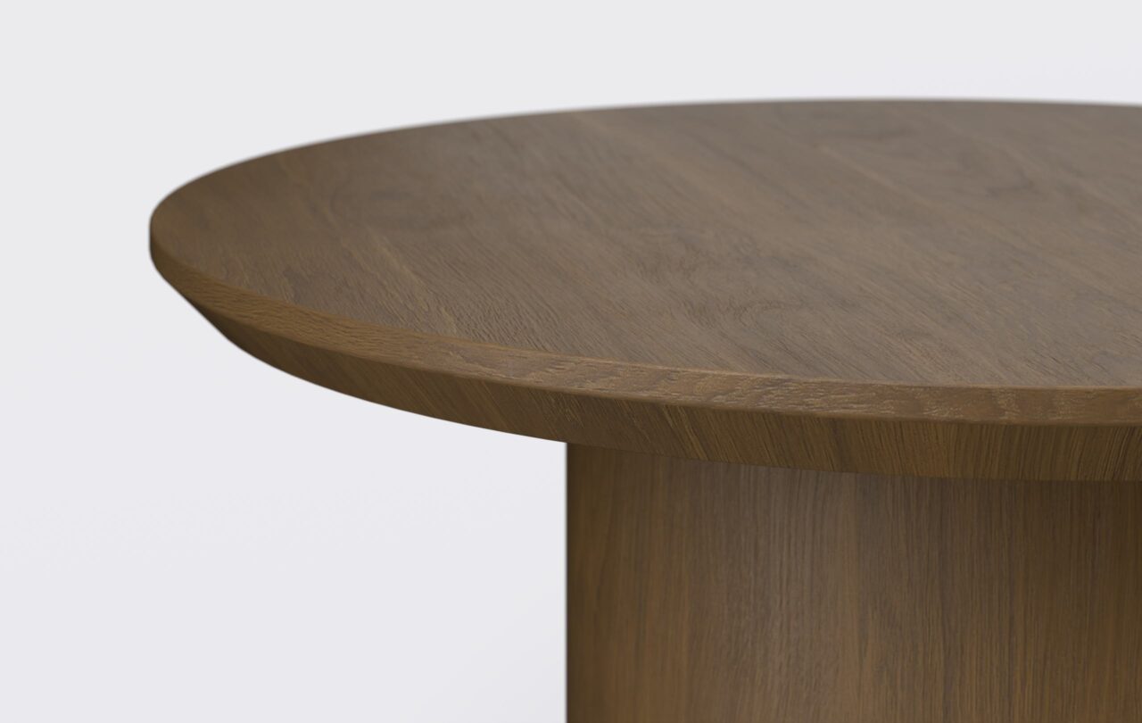 Stolik z podciętą krawędzią, do salonu, na podstawie, fornir.