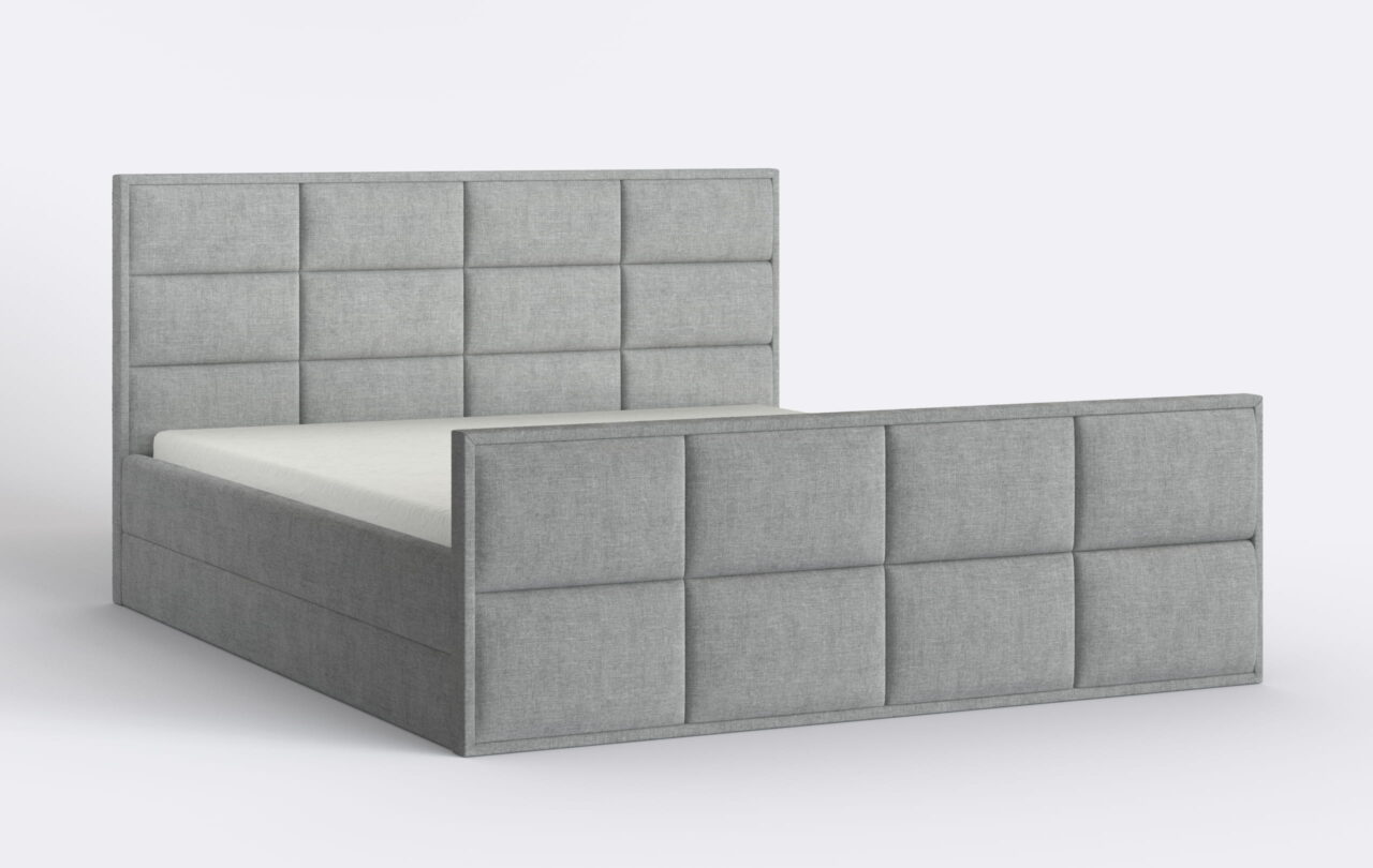 Łóżko tapicerowane do modnej sypialni z materacem.
