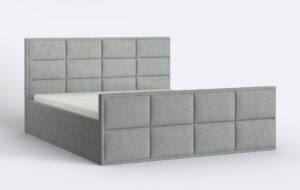 Łóżko tapicerowane do modnej sypialni z materacem.