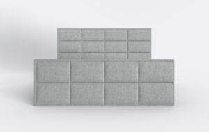 Łóżko z paneli tapicerowanych, do nowoczesnej sypialni.