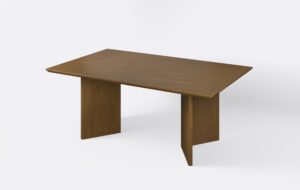 Prostokątny stół z funkcją rozkładania, w kolorze orzecha.