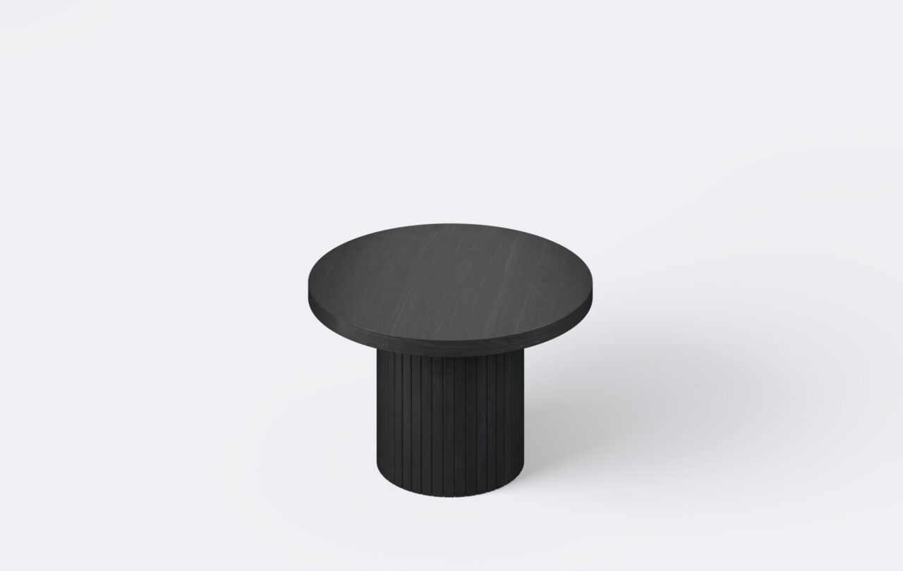 Czarny stolik kawowy 80cm, industrialny, loftowy, ława okrągła dębowa.