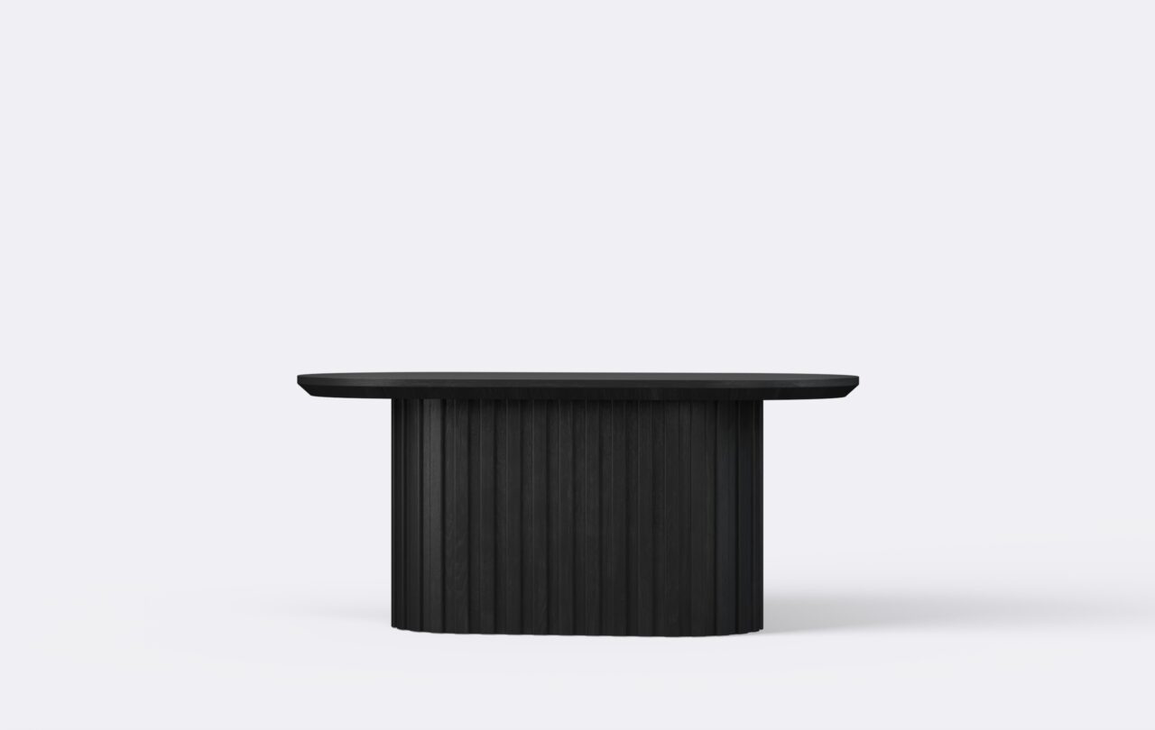 Stolik z forniru, czarny, podłużny, 80 cm, dębowy.