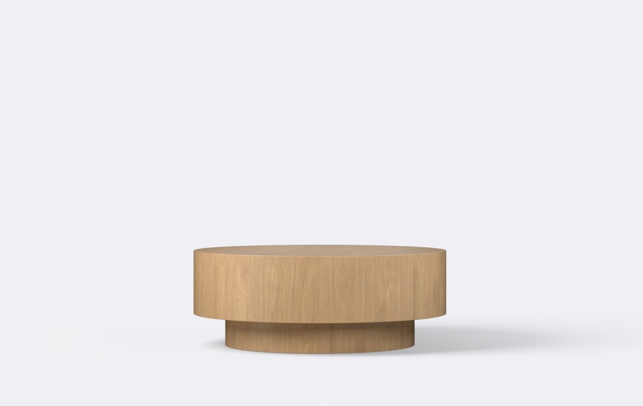 Designerski stolik kawowy w kolorze naturalnego dębu, modernistyczny.