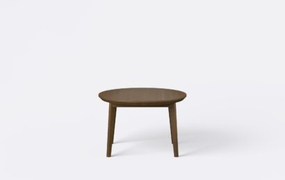 Dębowy stolik do salonu, minimalistyczny, okrągły blat.