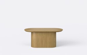 Stolik kawowy boho na jednej nodze, dębowy, w naturalnym wybarwieniu.