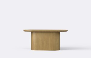 Stolik salonowy owalny, wykonany z forniru dębowego, piękna ława do salonu.