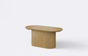 Ława kawowa na podstawie, elegancki stolik do salonu, jasny, naturalny, dębowy.